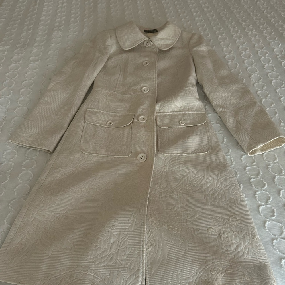 Arden B Cream Textured Trench Coat